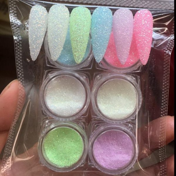 6 Colors Glow In Dark Nail Glitter Powders VT202316 - Vettsy