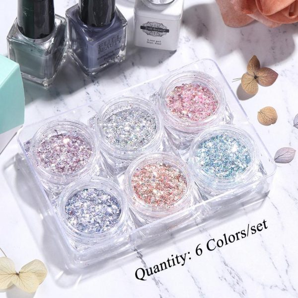 6 Colors Shiny 3D Crystal Nail Glitters Sequins VT202117 - Vettsy
