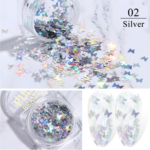 Mirror Sparkly Butterfly Nail Sequins VT202026 - Vettsy