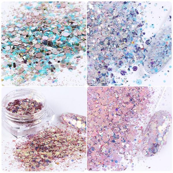 8pcs Nail Glitter Powder Mermaid Sequins Flakes VT202126 - Vettsy