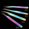 1pcs Rainbow Tweezers Curved Straight Eyelash Extension Nippers VT202086 - Vettsy