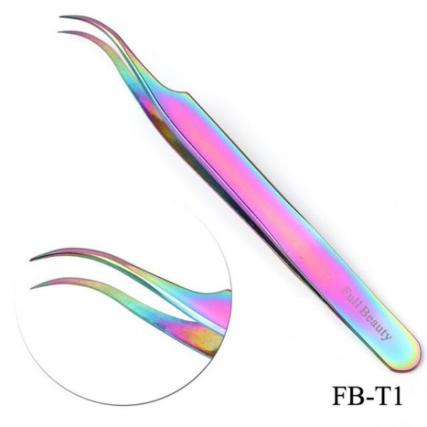 1pcs Rainbow Tweezers Curved Straight Eyelash Extension Nippers VT202086 - Vettsy