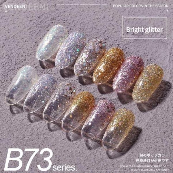 6 Bottle/Set Glitter Sequins Cat Eye Gel Polish VT202297 - Vettsy