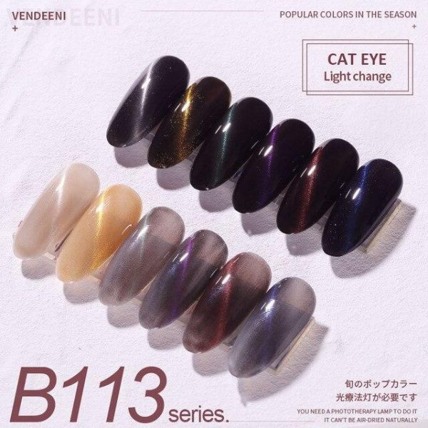 6 Colors/Set Glitter Sequins Cat Eye Gel Nail Polish Kit VT202302 - Vettsy