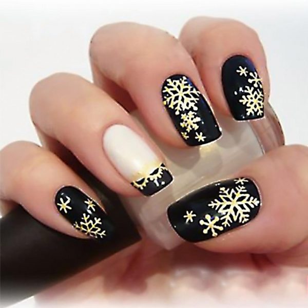 1pcs Gold Snow Flakes Nail Glitters Sparkles Decor Accessories VT202074 - Vettsy